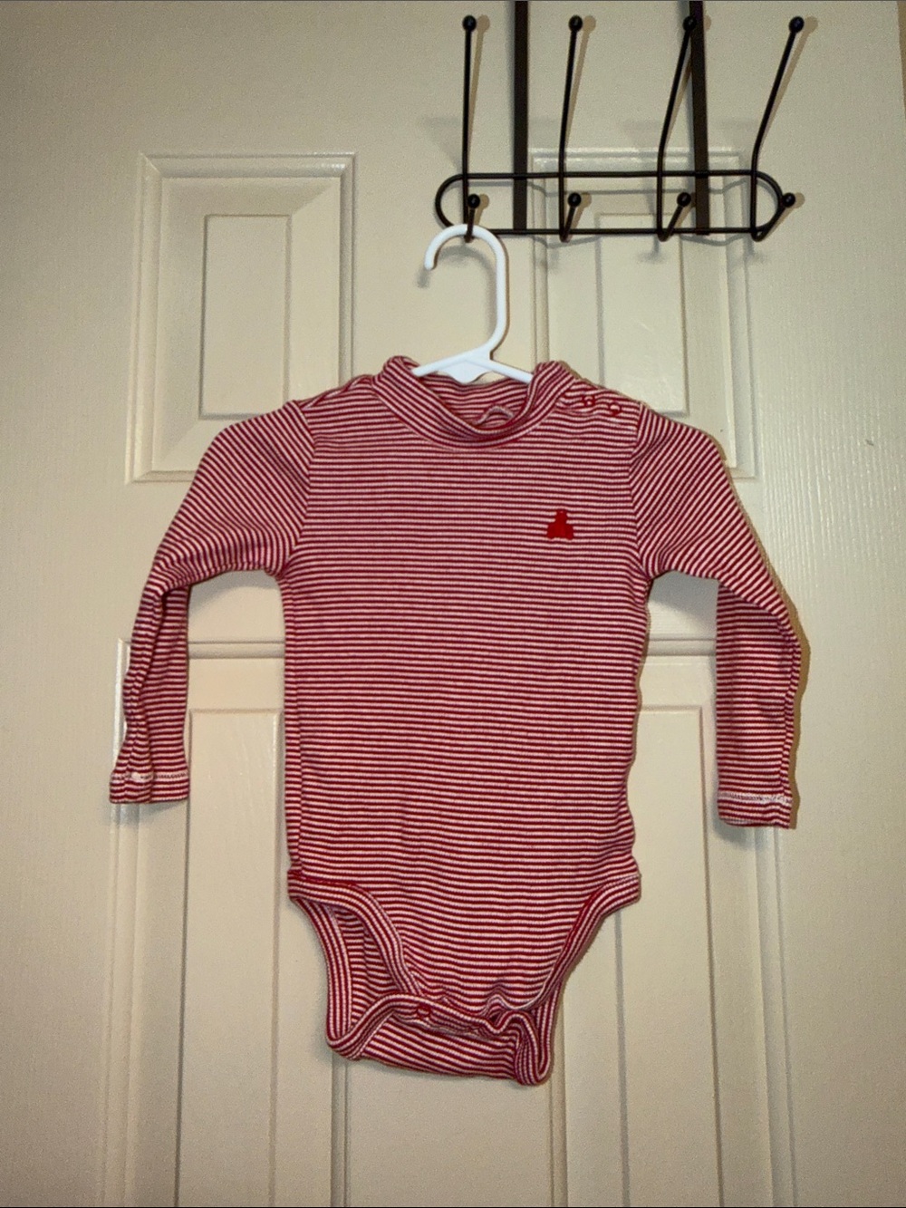 GAP Red and White Striped Long-Sleeve Baby Bodysuit